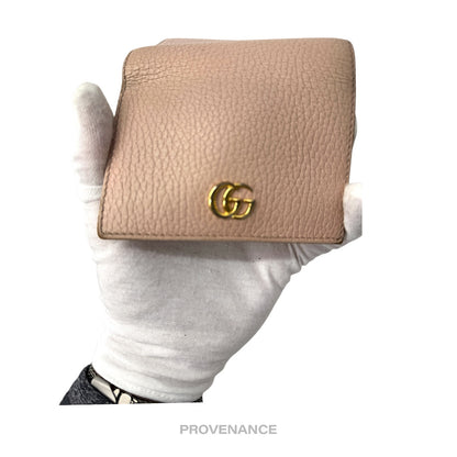 🔴 Gucci GG Marmont Card Holder Wallet - Pink Leather