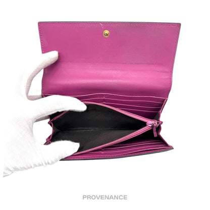 🔴 Gucci Snap Long Wallet - GG Supreme Red Pink