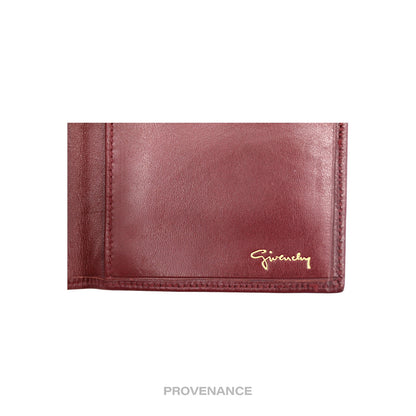 🔴 Givenchy 4G Logo ID Card Wallet - Burgundy Leather