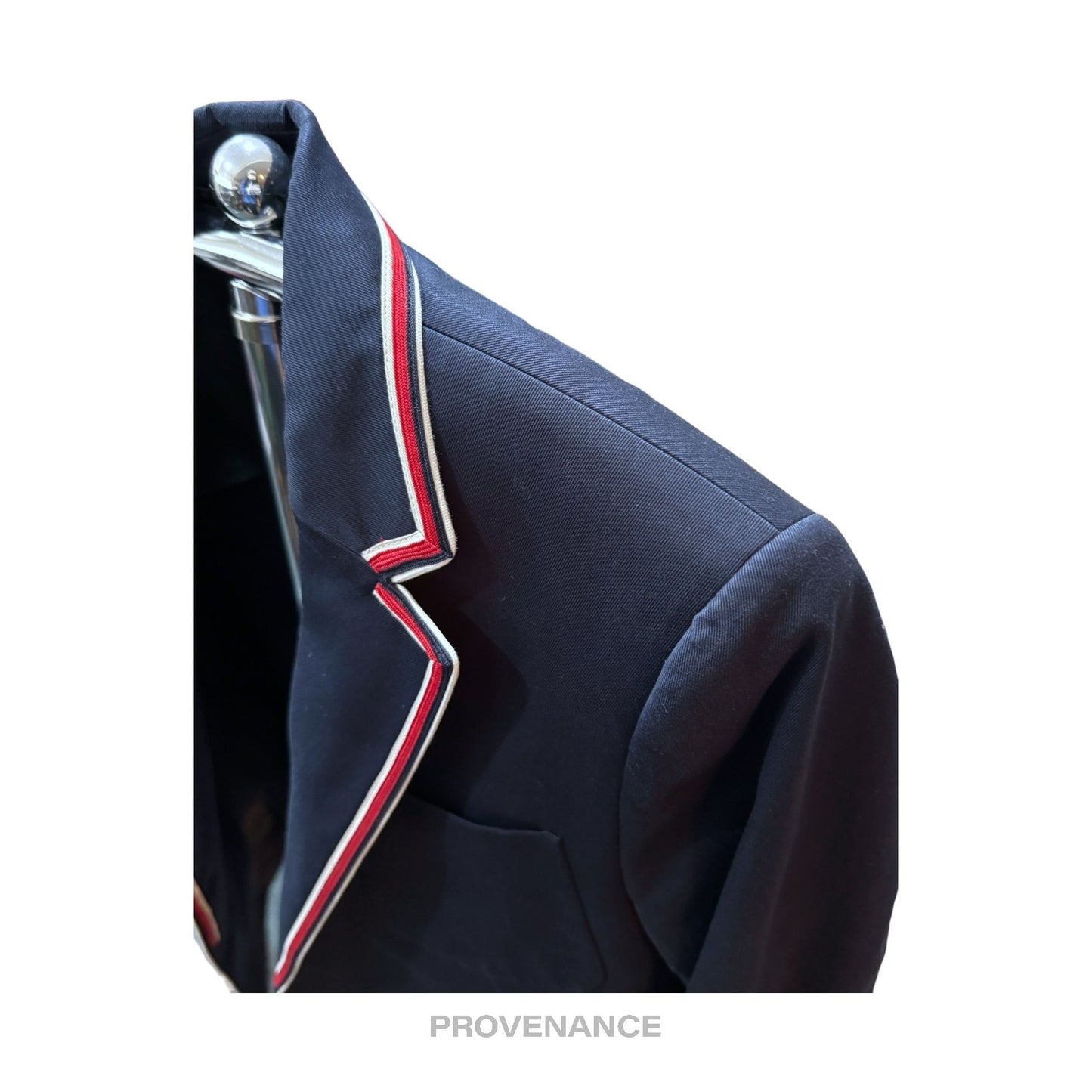 🔴 Gucci Contrast Piping Blazer Jacket Coat - Navy Blue 46