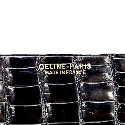 🔴 Celine Long Wallet - Black Crocodile Leather Gold