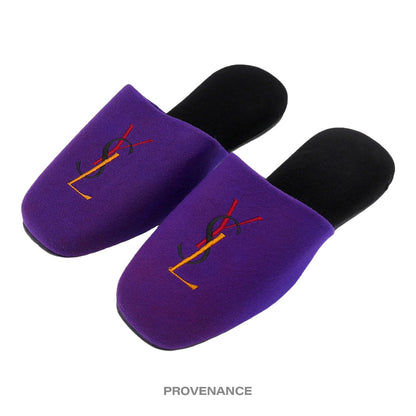 🔴 Yves Saint Laurent YSL Logo Slipper - Purple Velour