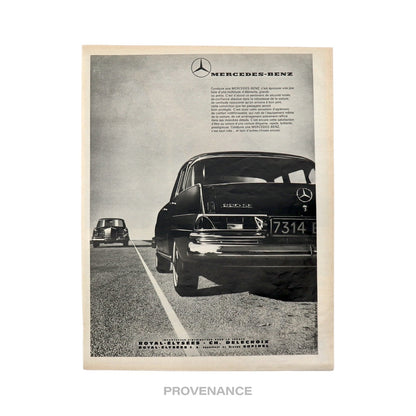 🔴 Mercedes-Benz Antique Vintage Newsprint Ad - 220 SE Car