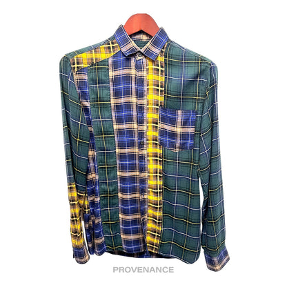 🔴 Lanvin Patchwork Flannel Shirt - Multicolor Plaid 37 14.5