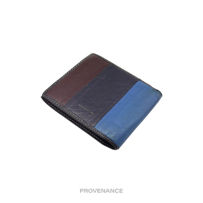 🔴 Balenciaga Bazaar Bifold Wallet - Blue/Black Patchwork