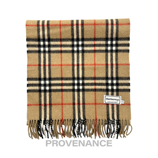 🔴 Vintage Burberrys Scarf Nova Check 100% Cashmere Camel