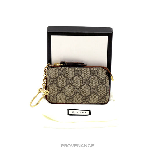 🔴 Gucci Key Pouch Cles - GG Supreme Brown