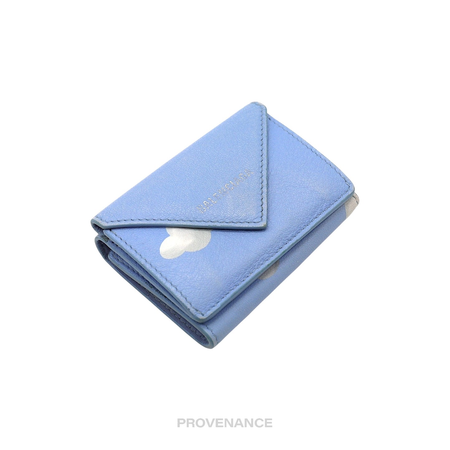 🔴 Balenciaga Papier Mini Card Wallet - Clouds Blue Leather