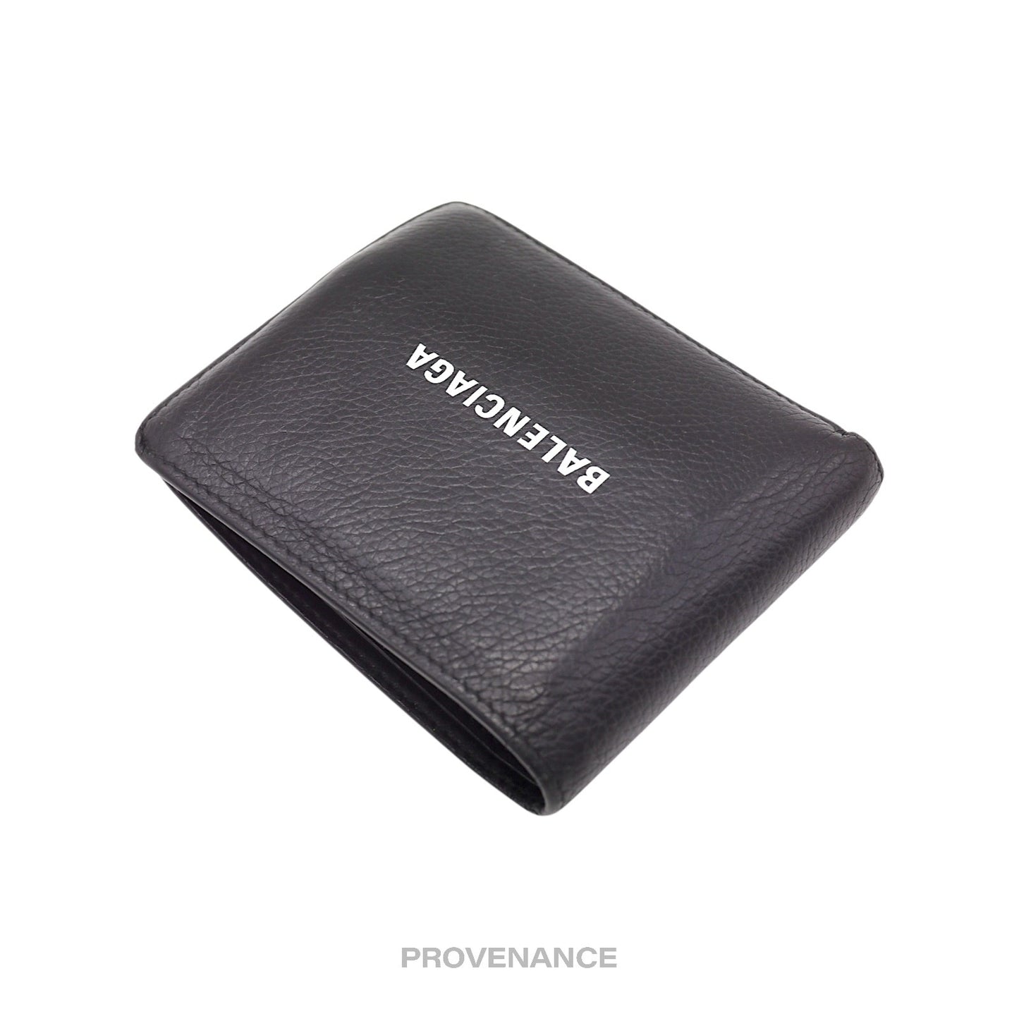 🔴 Balenciaga Logo Bifold Wallet - Black Leather