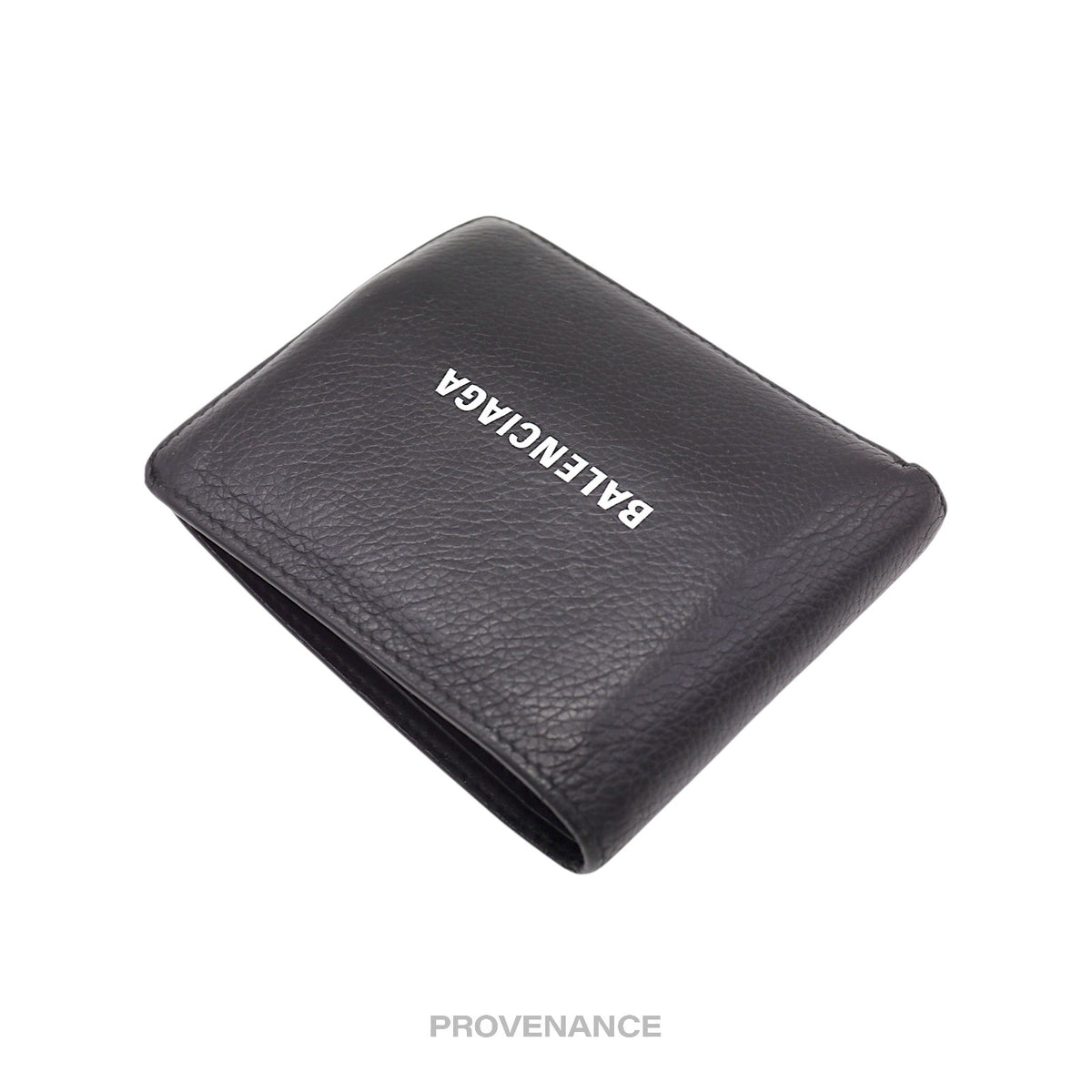 🔴 Balenciaga Logo Bifold Wallet - Black Leather