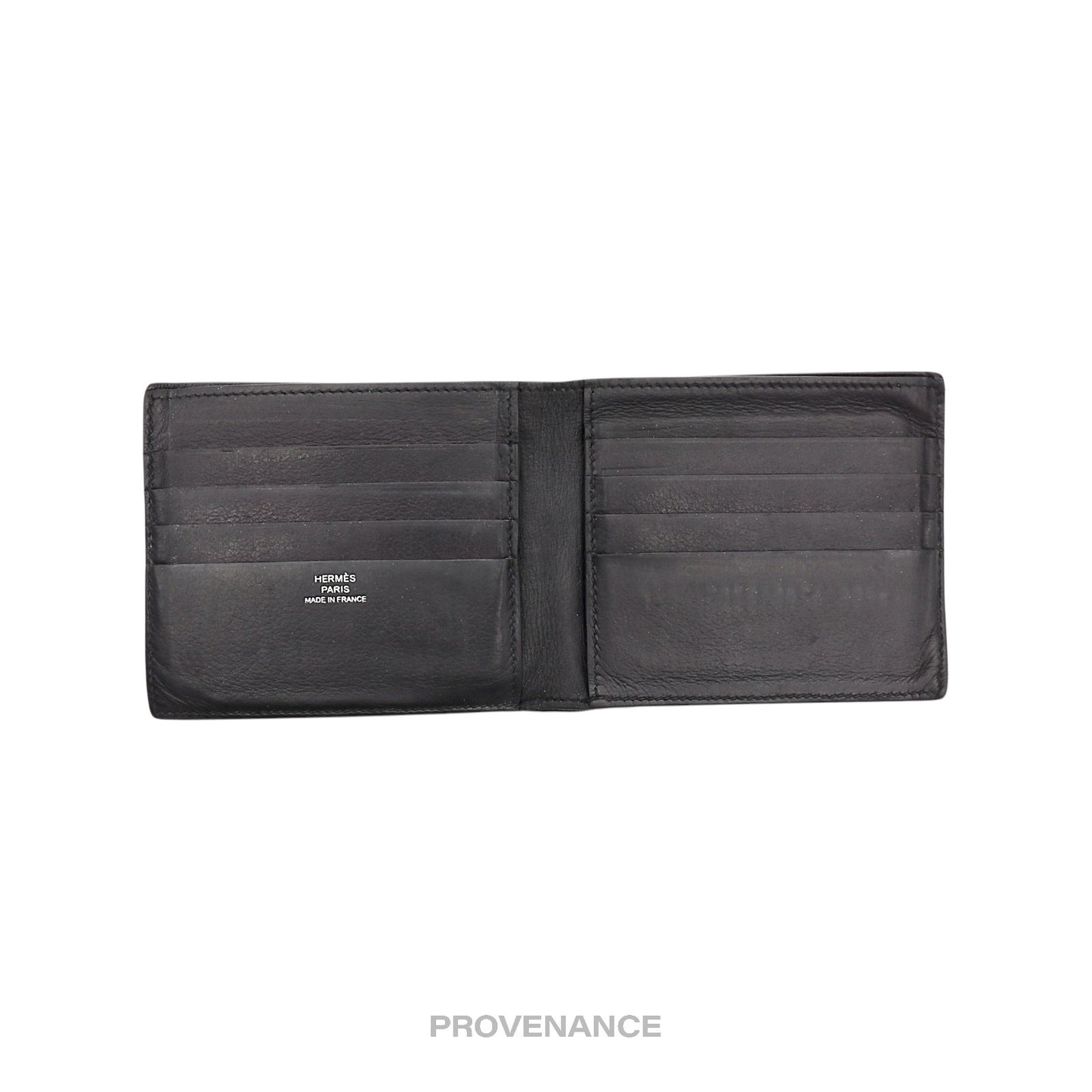 🔴 Hermès 8CC Bifold Wallet - Black Perforated H