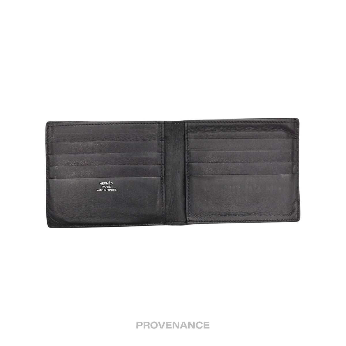 🔴 Hermès 8CC Bifold Wallet - Black Perforated H