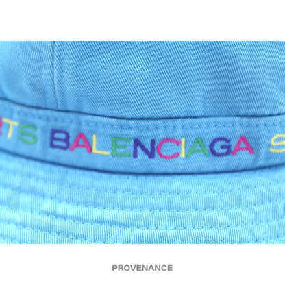 🔴 Balenciaga Sports Bucket Hat - Blue Rainbow Multicolor L