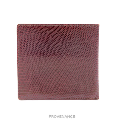 🔴 Cartier Wave Bifold Wallet - Burgundy Lizard Leather