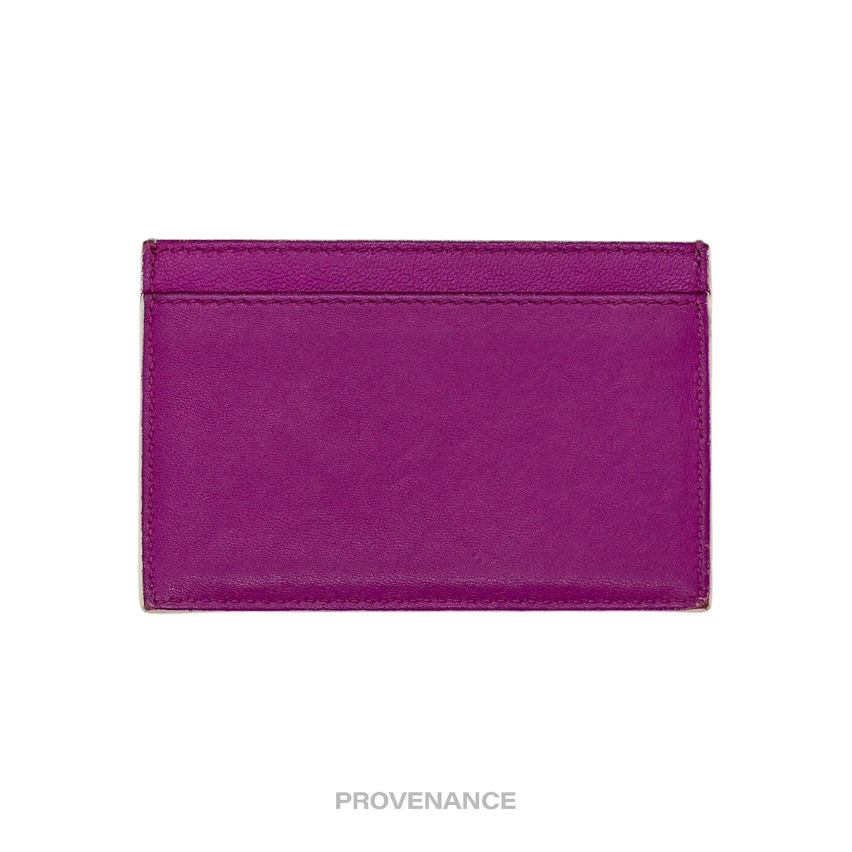 🔴 Celine Logo Card Holder Wallet - Two-Tone Cream Fuchsia