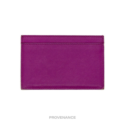 🔴 Celine Logo Card Holder Wallet - Two-Tone Cream Fuchsia