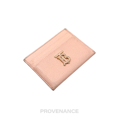 🔴 Burberry Card Holder Wallet -TB Monogram Pink Leather