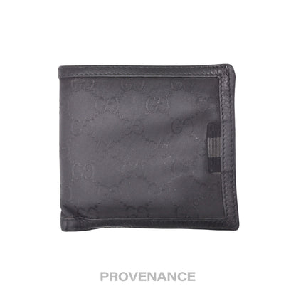 🔴 Gucci Web Bifold Wallet - GG Canvas Black Leather