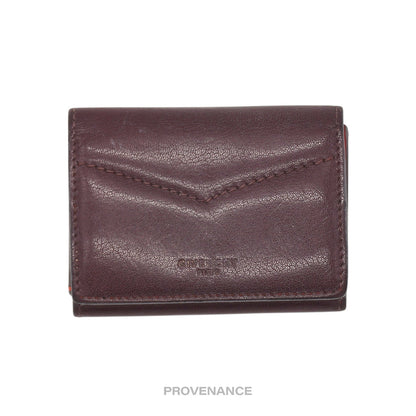 🔴 Givenchy Two Tone Trifold Wallet - Burgundy Red Leather