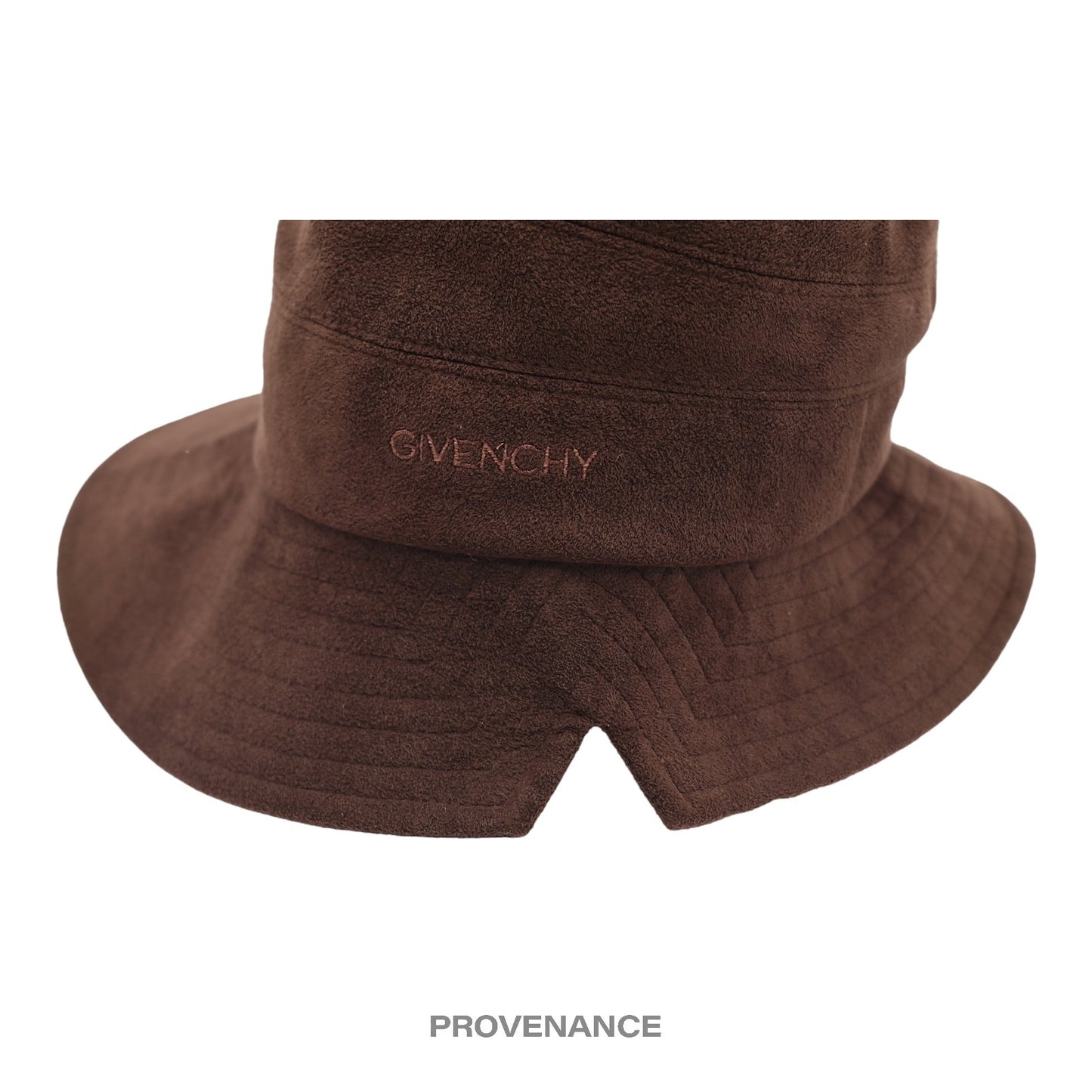 🔴 Givenchy Logo Notch Bucket Hat - Chocolate Microsuede