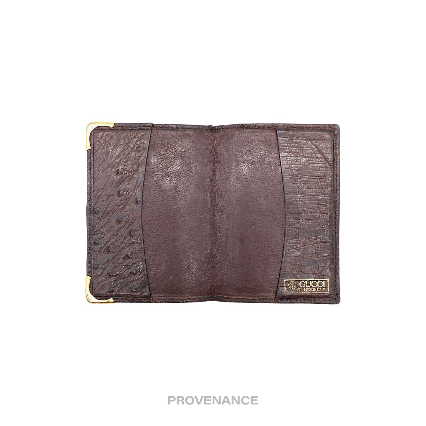 🔴 Gucci Pocket Organizer Wallet - Chocolate Ostrich Leather