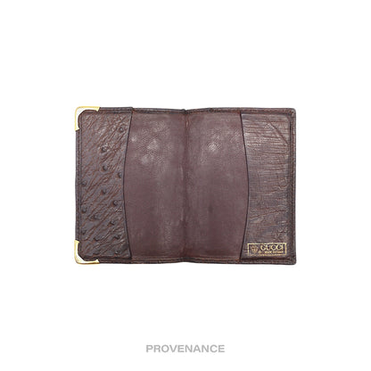 🔴 Gucci Pocket Organizer Wallet - Chocolate Ostrich Leather