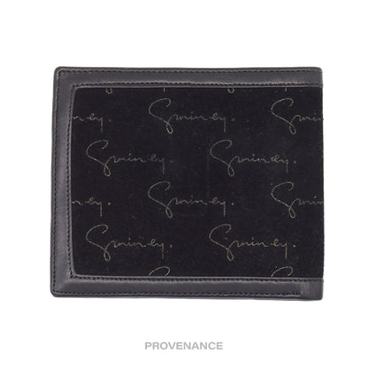 🔴 Givenchy Script Bifold Wallet - Black Suede