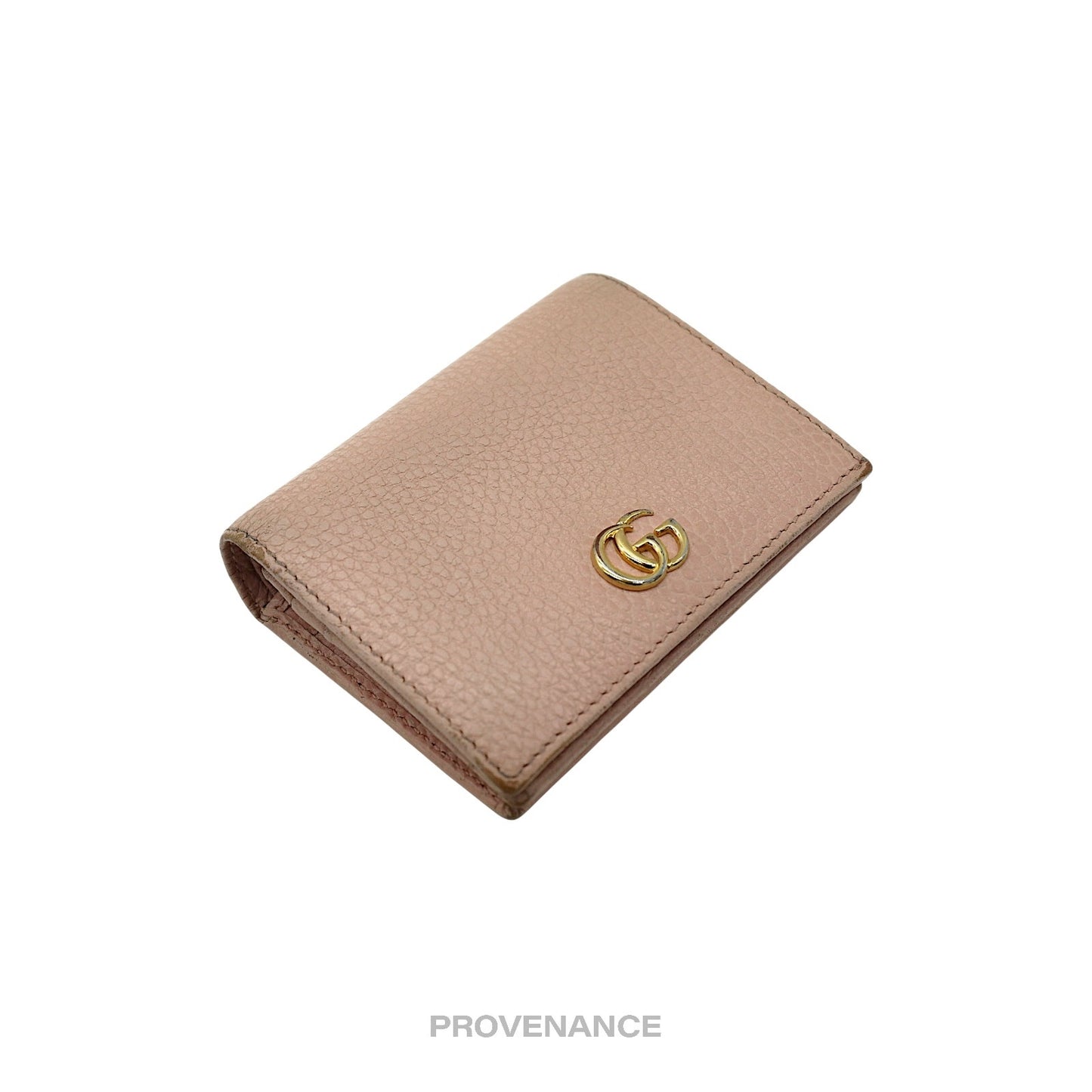 🔴 Gucci GG Marmont Card Holder Wallet - Pink Leather