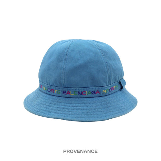 🔴 Balenciaga Sports Bucket Hat - Blue Rainbow Multicolor L