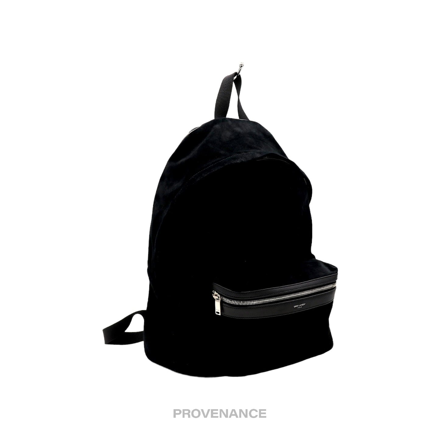 🔴 Saint Laurent Paris SLP City Backpack Bag - Black Suede