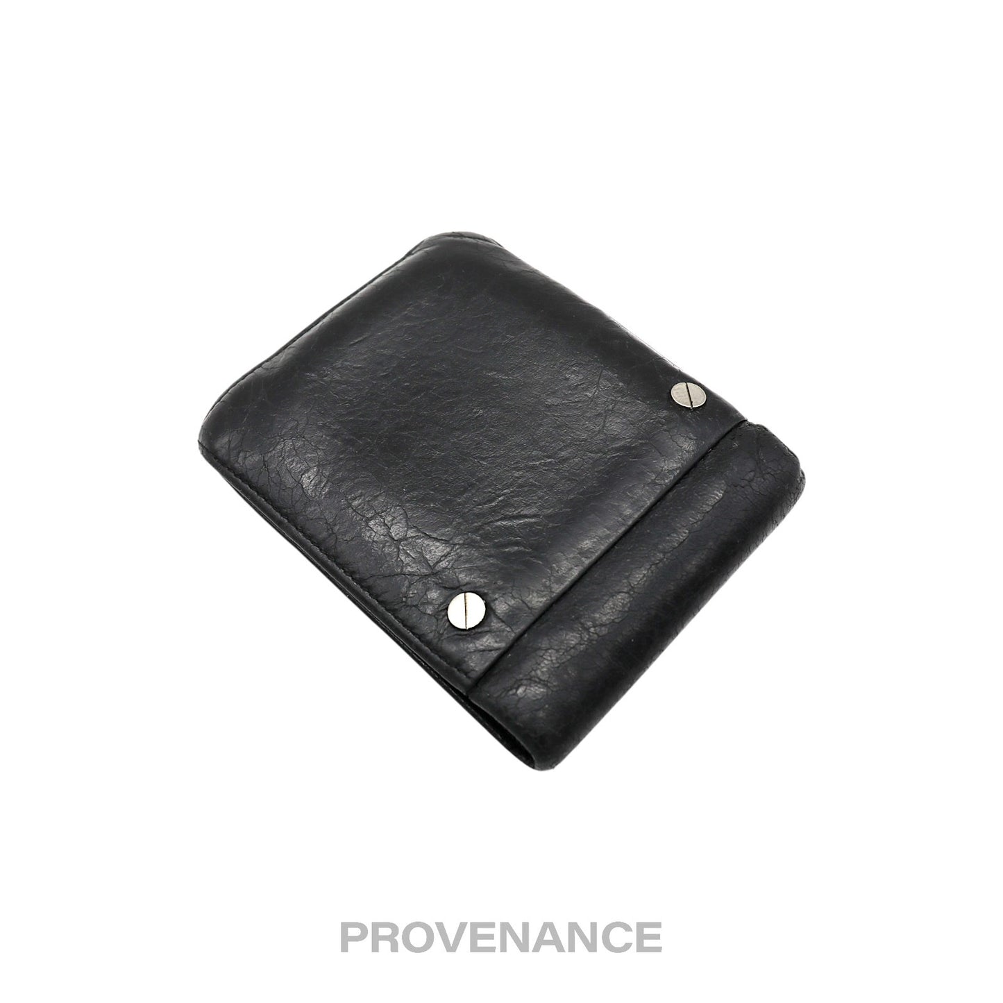 🔴 Balenciaga Screw Stud Bifold Wallet - Black Lambskin