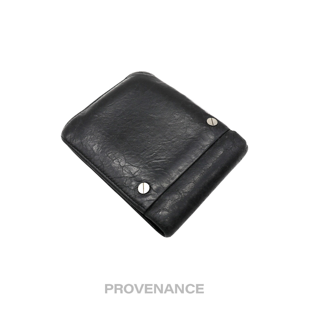 🔴 Balenciaga Screw Stud Bifold Wallet - Black Lambskin
