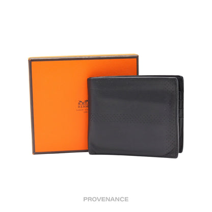 🔴 Hermès 8CC Bifold Wallet - Black Perforated H