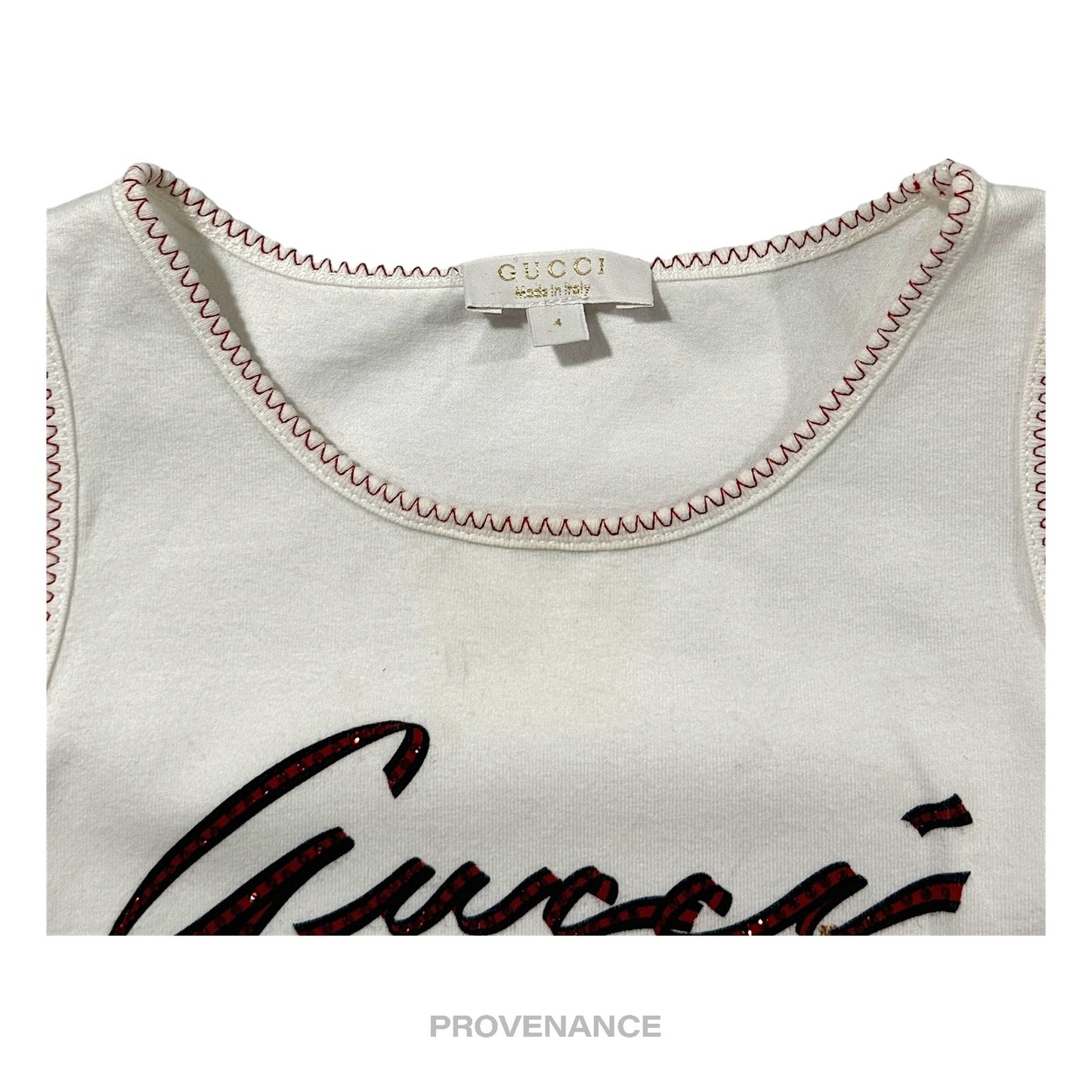 🔴 Gucci Children Logo Tank Top - White Red Sequin