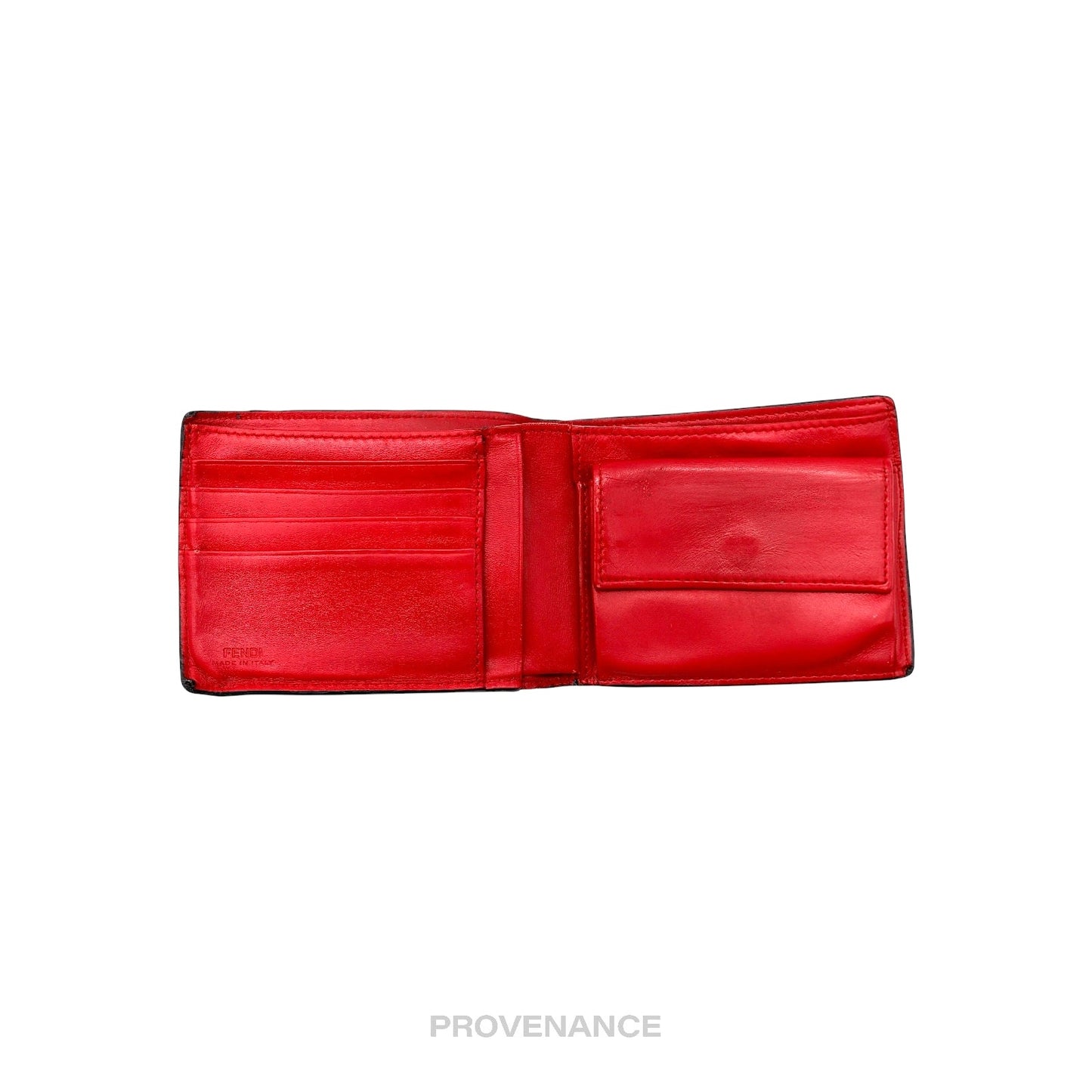 🔴 Fendi Monster Eyes Bifold Wallet - Red Black Leather