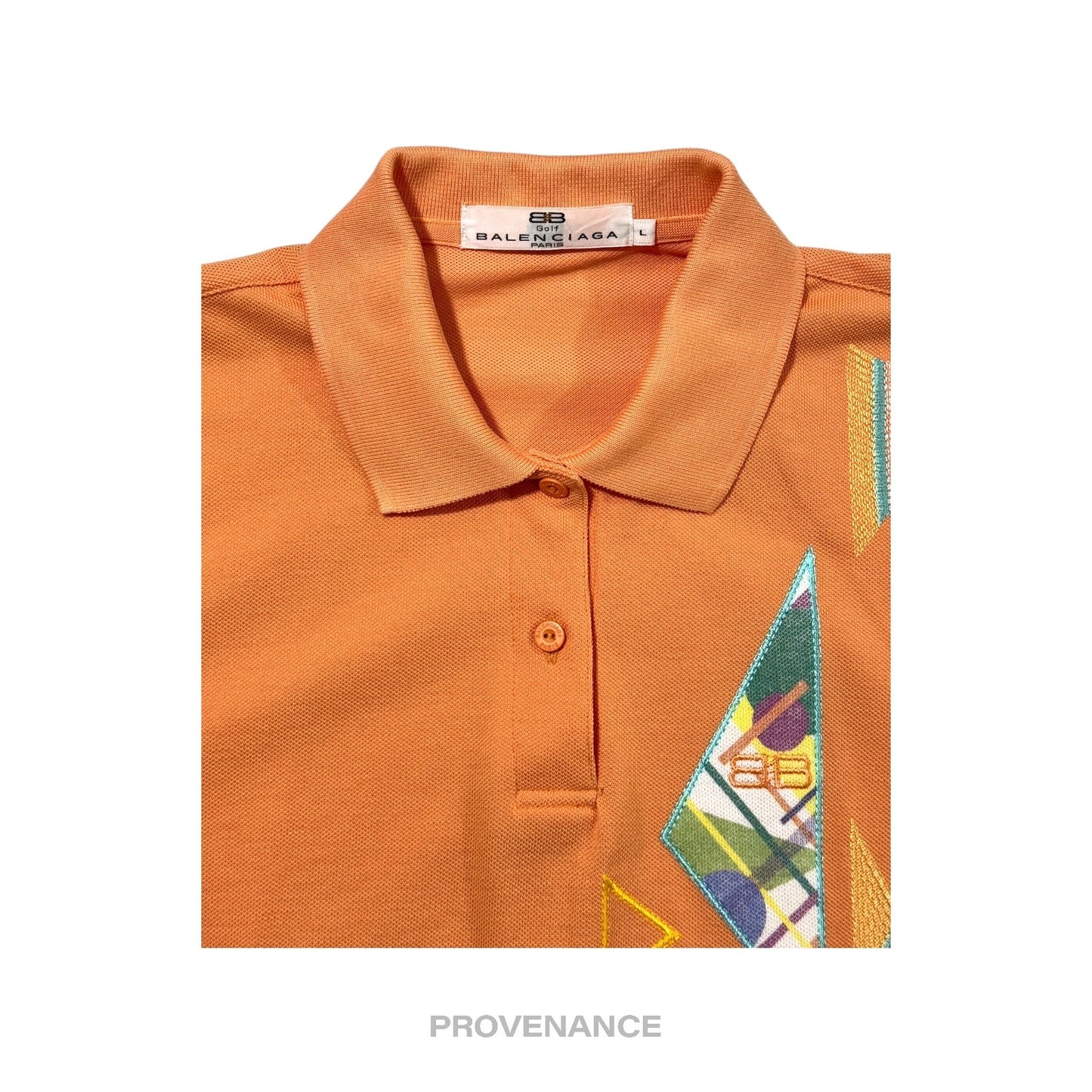 🔴 Balenciaga BB Logo Golf Polo Shirt - Peach Embroidered L