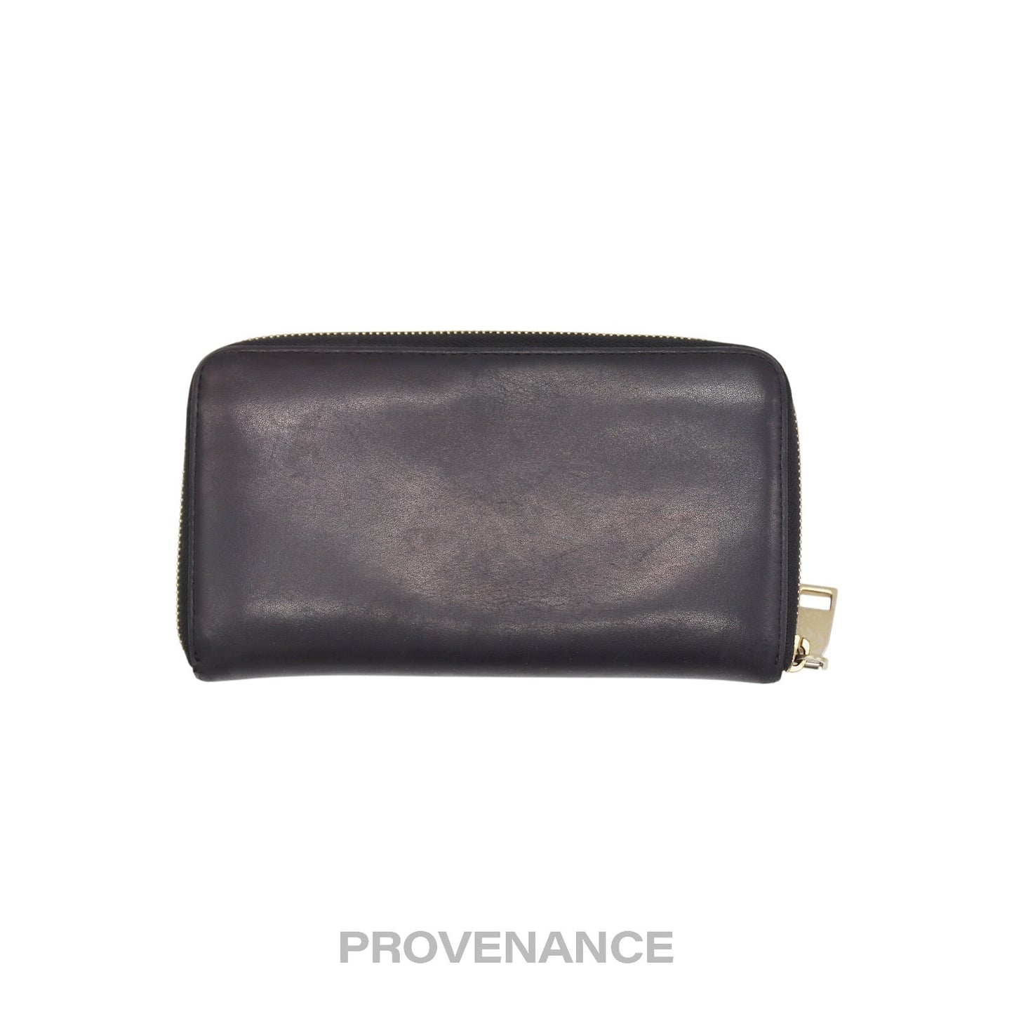 🔴 Givenchy Logo Zip Long Wallet - Black Grained Leather