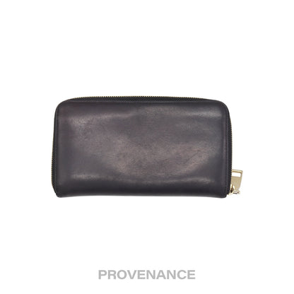 🔴 Givenchy Logo Zip Long Wallet - Black Grained Leather