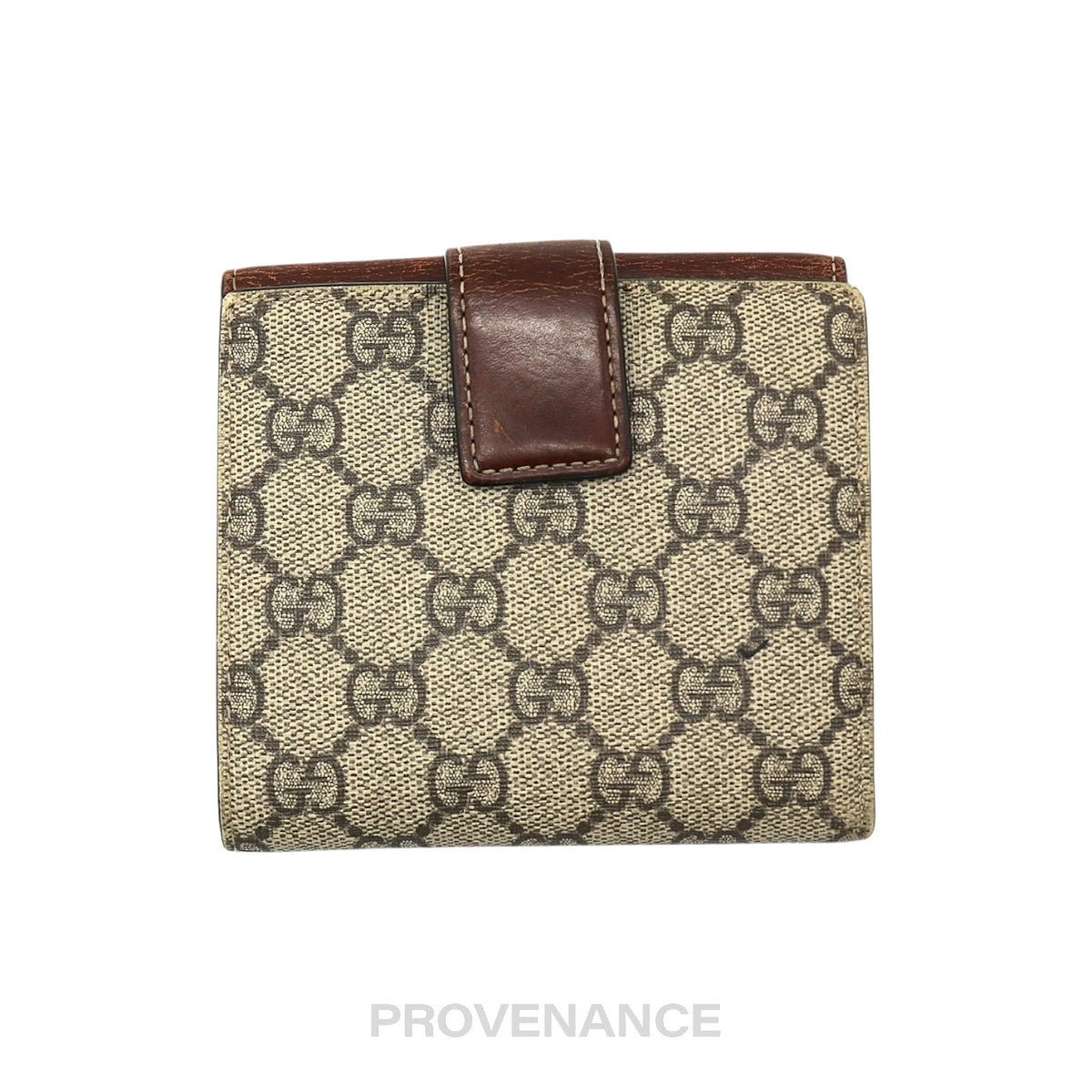 🔴 Gucci Trifold Snap Wallet - GG Supreme Brown
