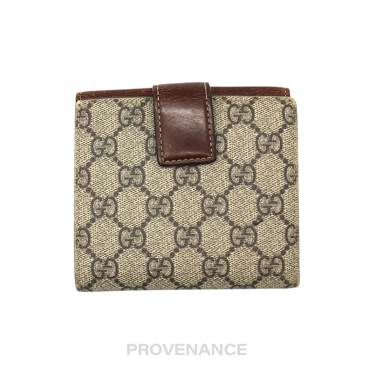🔴 Gucci Trifold Snap Wallet - GG Supreme Brown