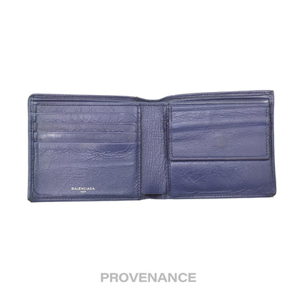🔴 Balenciaga Screw Stud Bifold Wallet - Navy Blue Lambskin