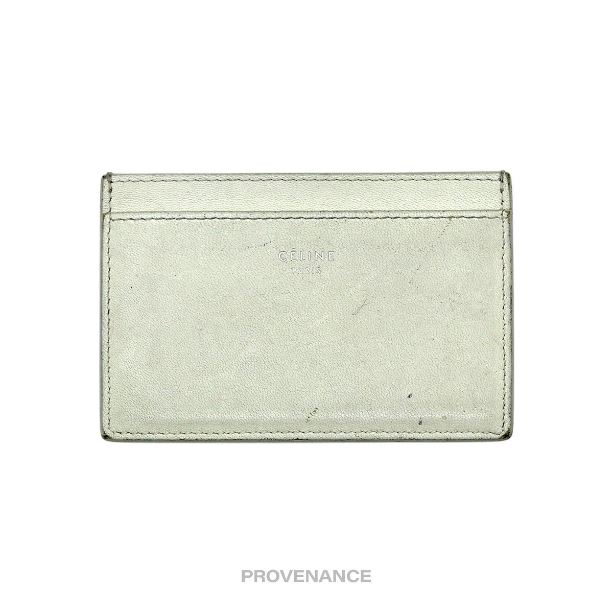 🔴 Celine Logo Card Holder Wallet - Two-Tone Cream Fuchsia