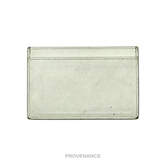 🔴 Celine Logo Card Holder Wallet - Two-Tone Cream Fuchsia