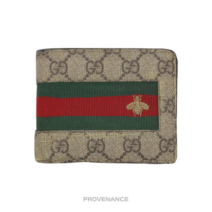🔴 Gucci GG Supreme Bifold Wallet - Signature Web Bee