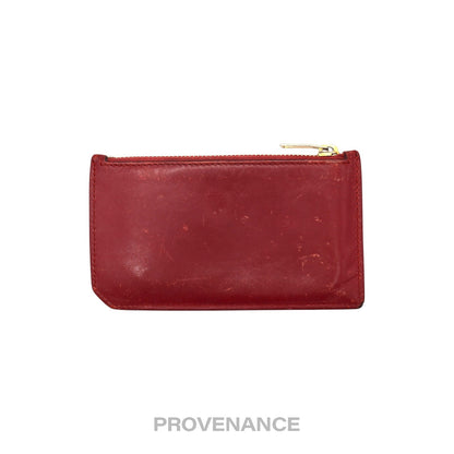 🔴 Saint Laurent Paris SLP Fragment Zip Card Wallet - Red
