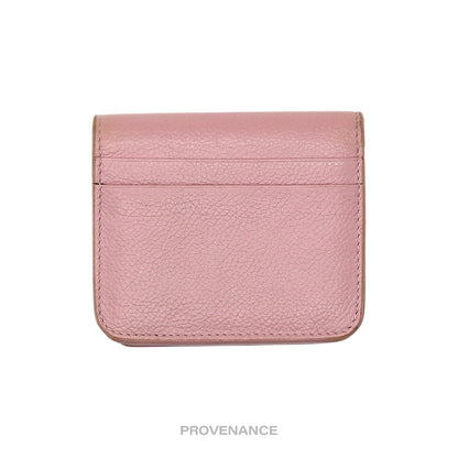 🔴 Balenciaga Logo Snap Wallet - Powder Pink Leather