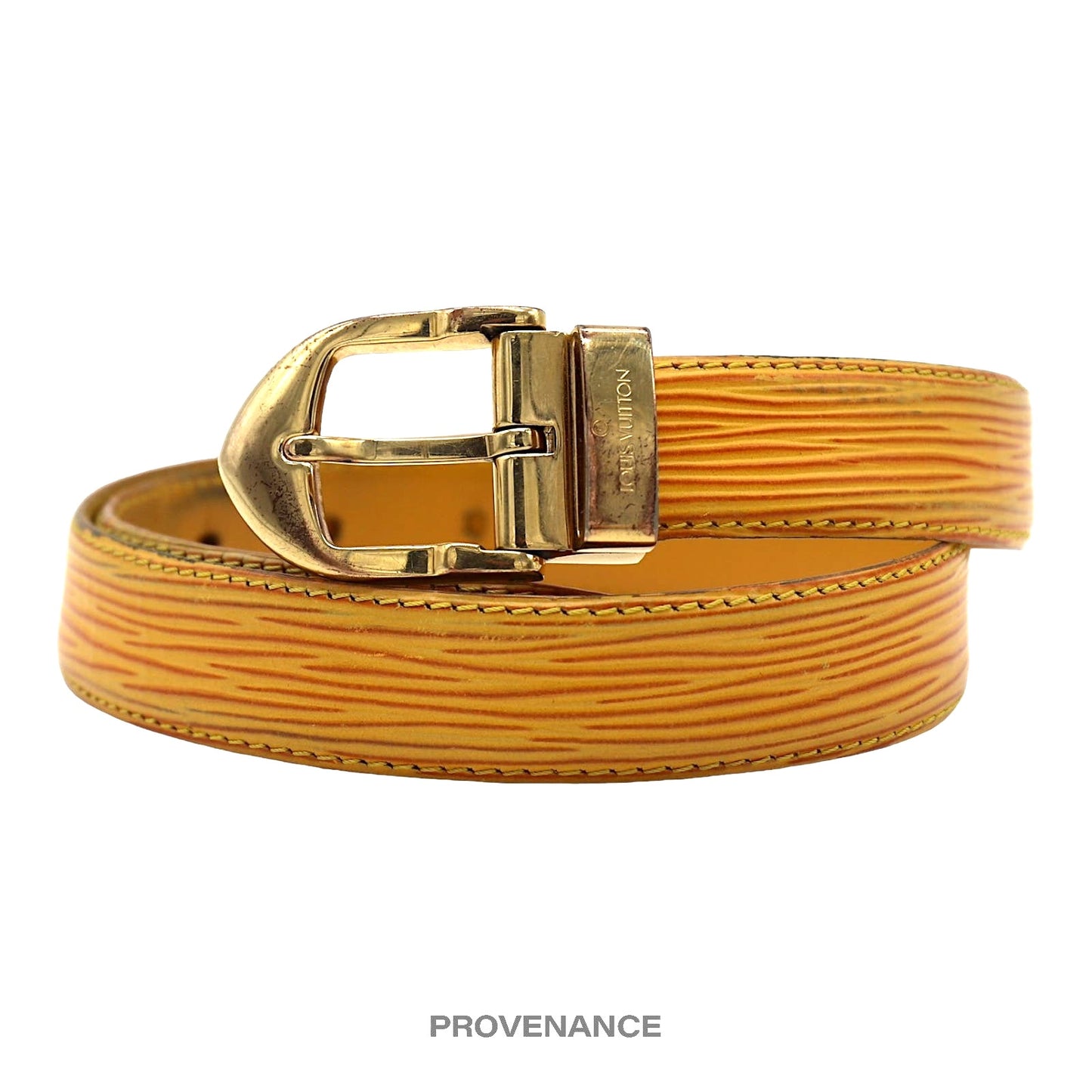 🔴 Louis Vuitton Ceinture Belt - Yellow Epi Leather 85/34