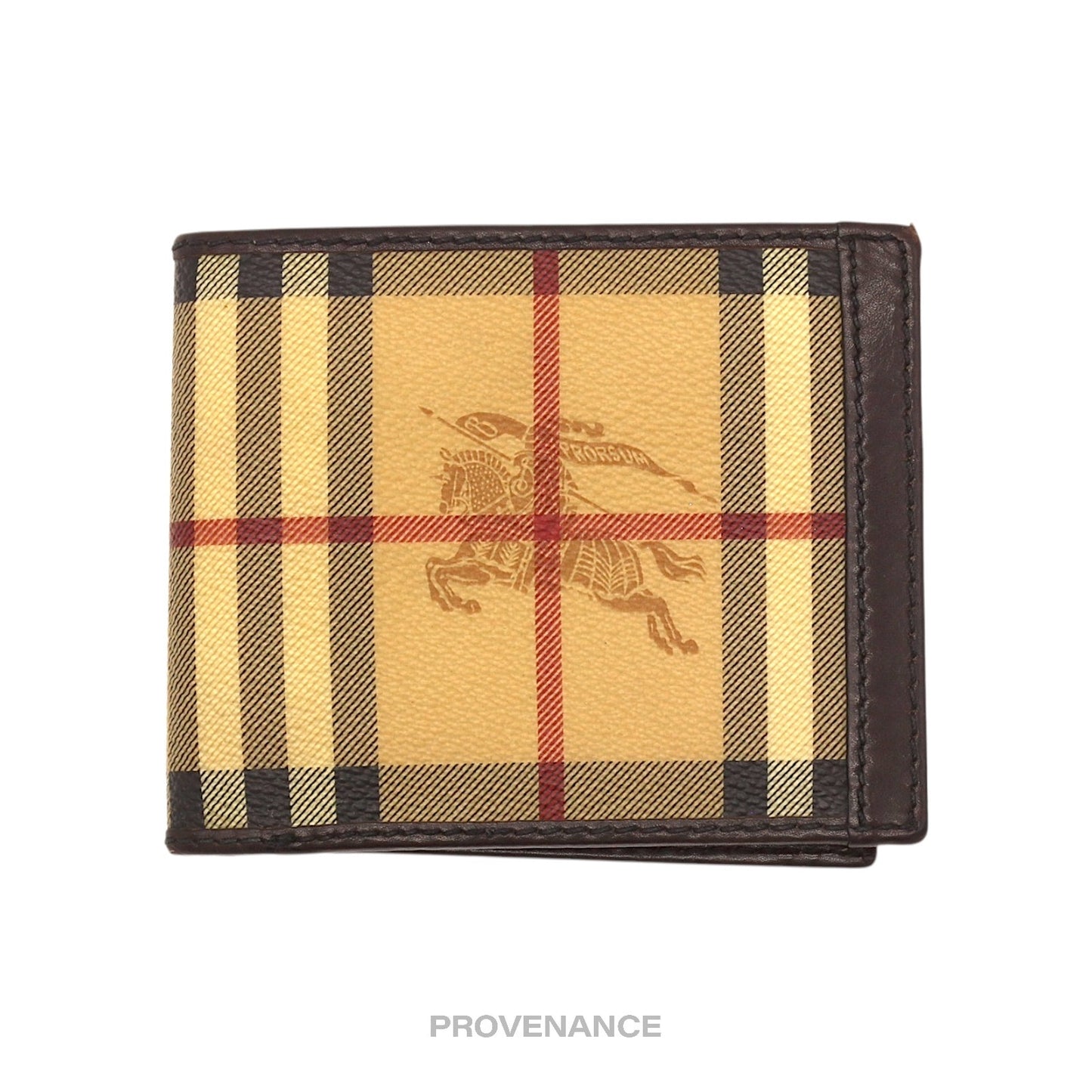 🔴 Burberry 8CC Trifold Wallet - Haymarket Check Chocolate