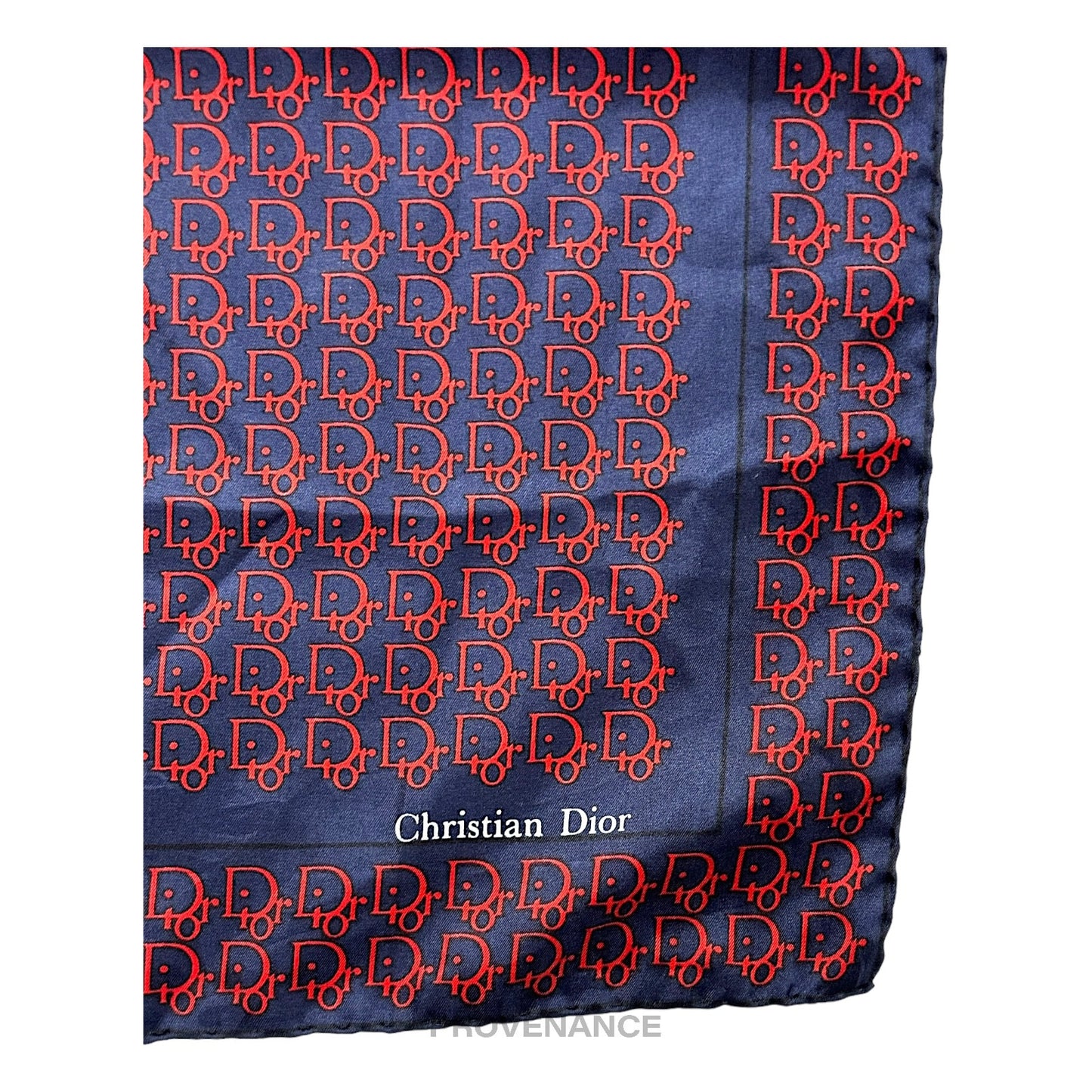 🔴 Christian Dior Trotter Monogram Silk Scarf - Navy Red