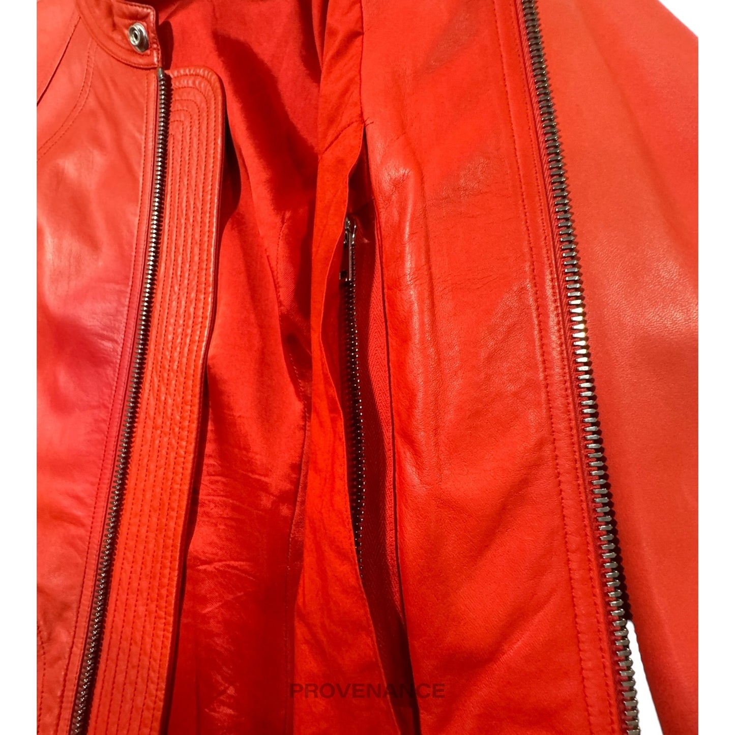 🔴 Rick Owens Walrus Intarsia Leather Jacket - 50 Red